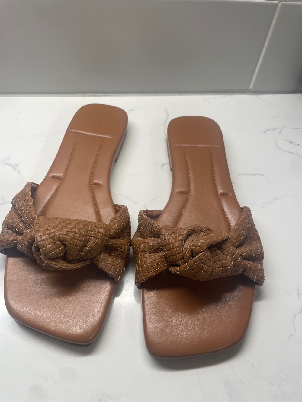 Marc Fisher Braided Knot Slide Sandals - Brown